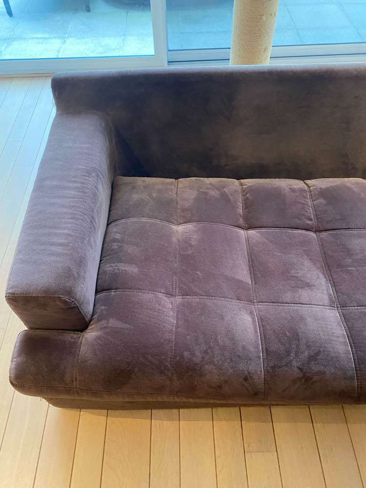 Zetel voor reiniging in Lier - vlekken zichtbaar