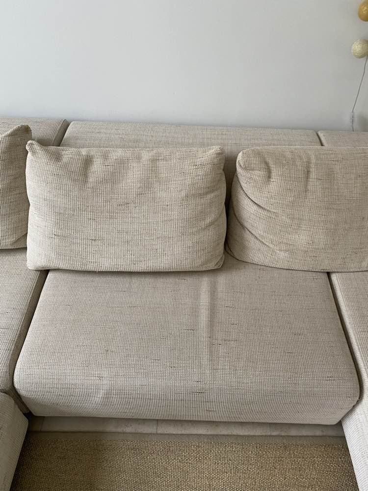 Zetel voor reiniging in Lennik - vlekken zichtbaar