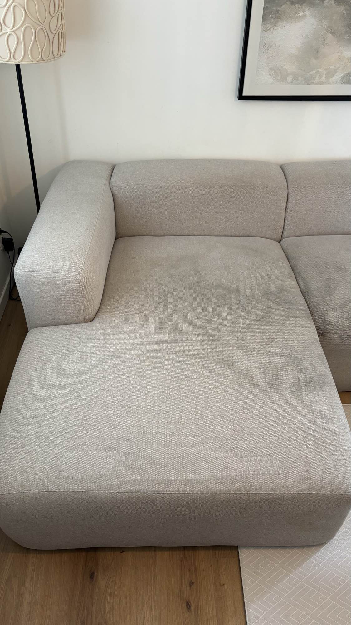 Zetel voor reiniging in Nijlen - vlekken zichtbaar